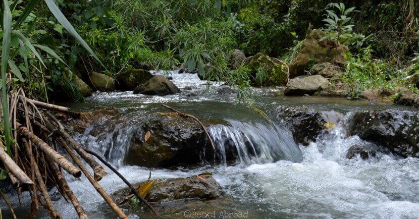 Chasing waterfalls in Colombia Runing water in a river, Santander, Colombia