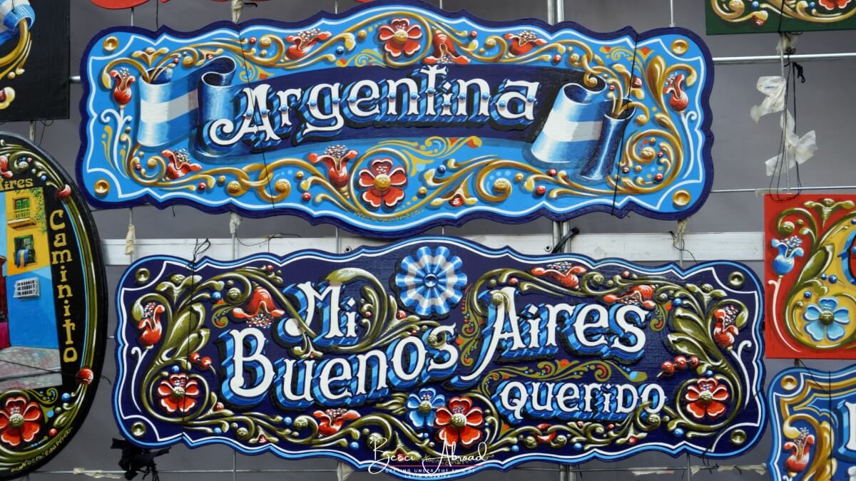 Signs at the San Telmo Sunday Market in Buenos Aires