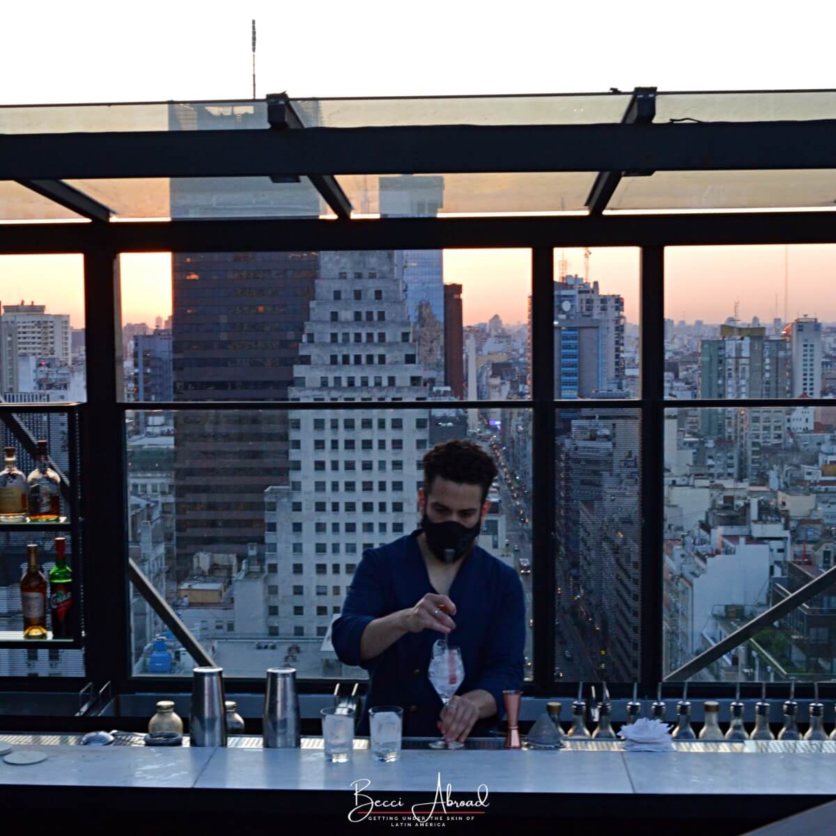 The viewpoint at the Trade Sky Bar in Buenos Aires