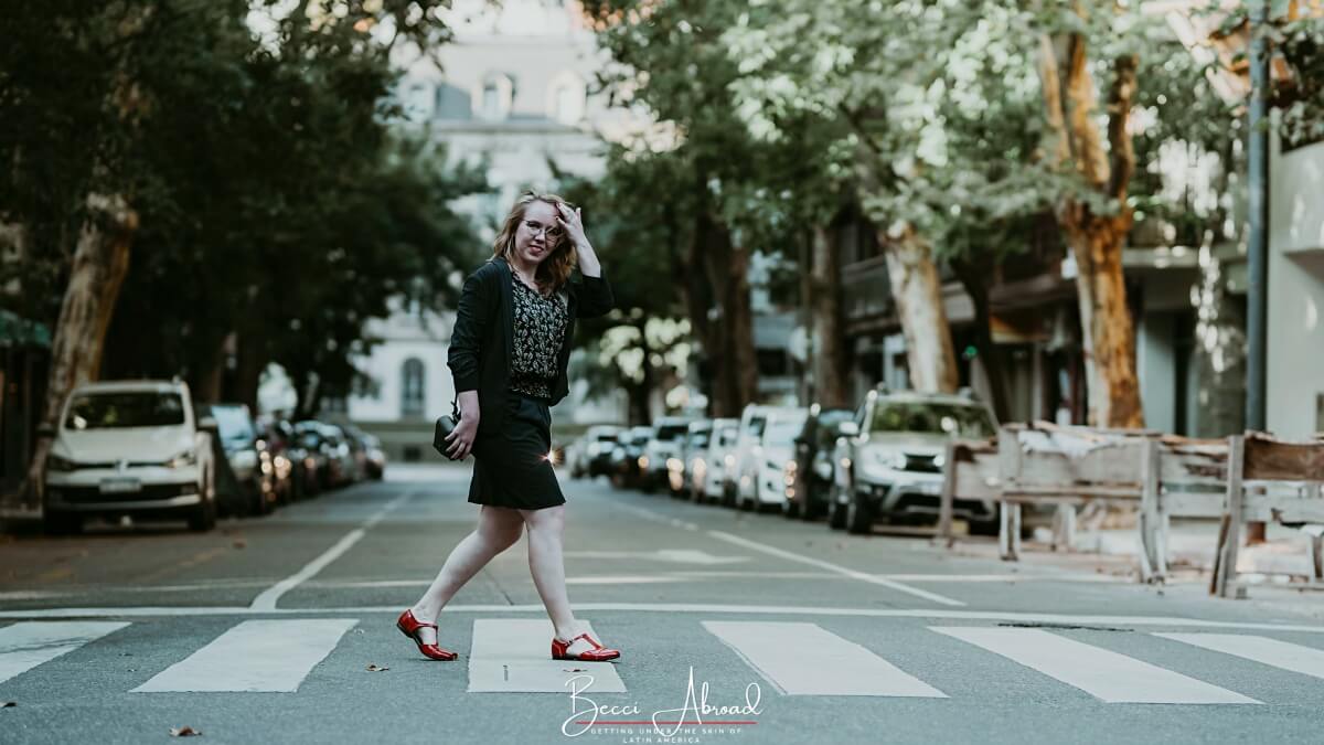 Woman walking on the street in Buenos Aires