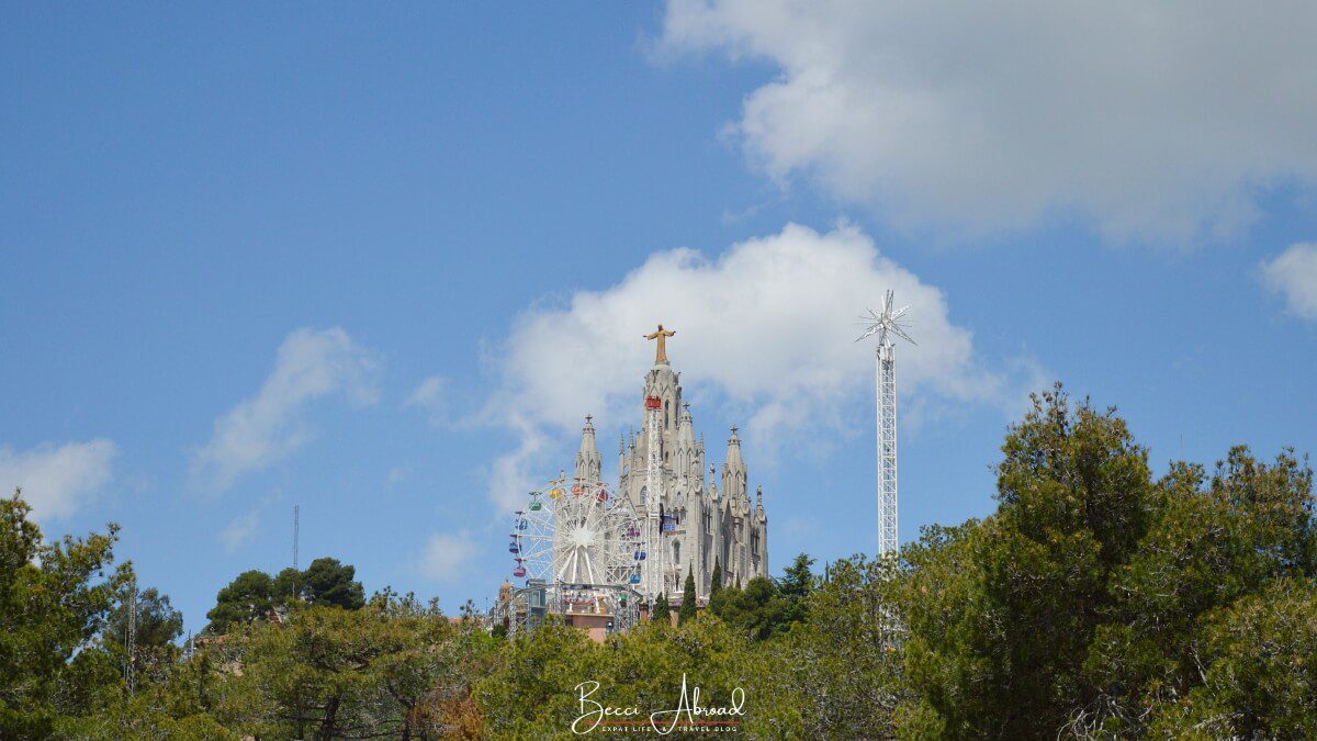 The view of Tibidado Amusement Park from Observatori Fabra, an off-the-beaten-path attraction in Barcelona 