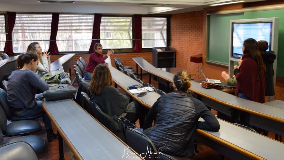 Students attending a lecture at an Argentine university when studying abroad in Argentina