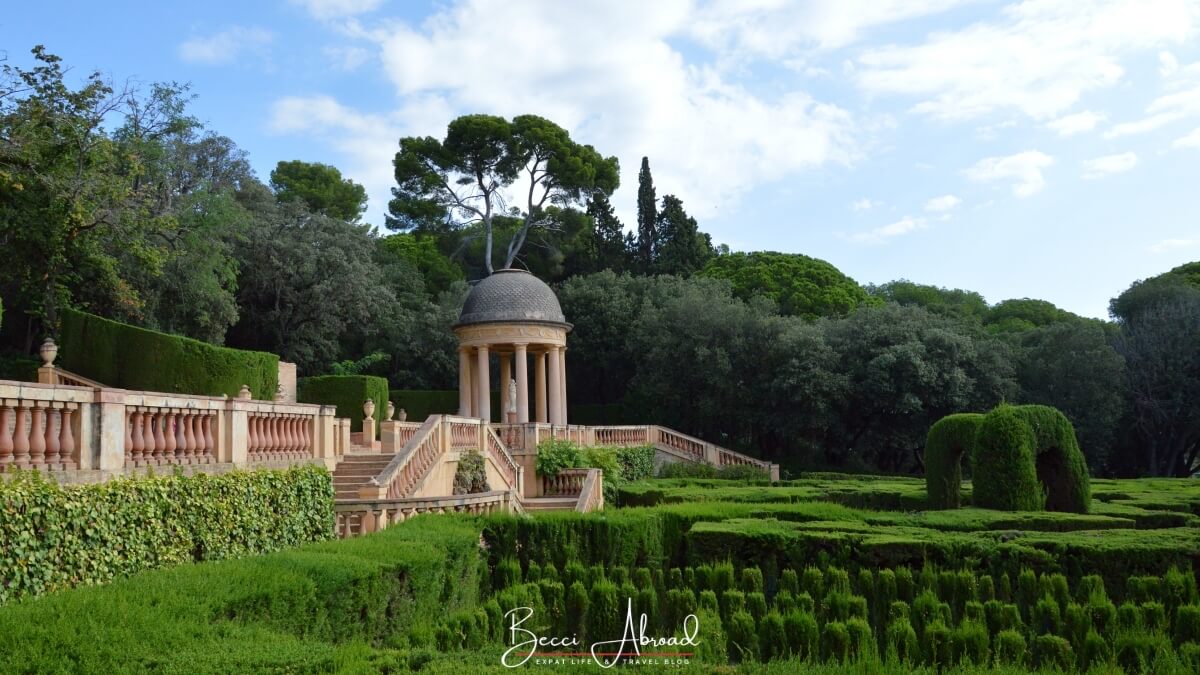 Enjoying the sculptures at Parc del Laberint d'Horta, a unique thing to do in Barcelona.