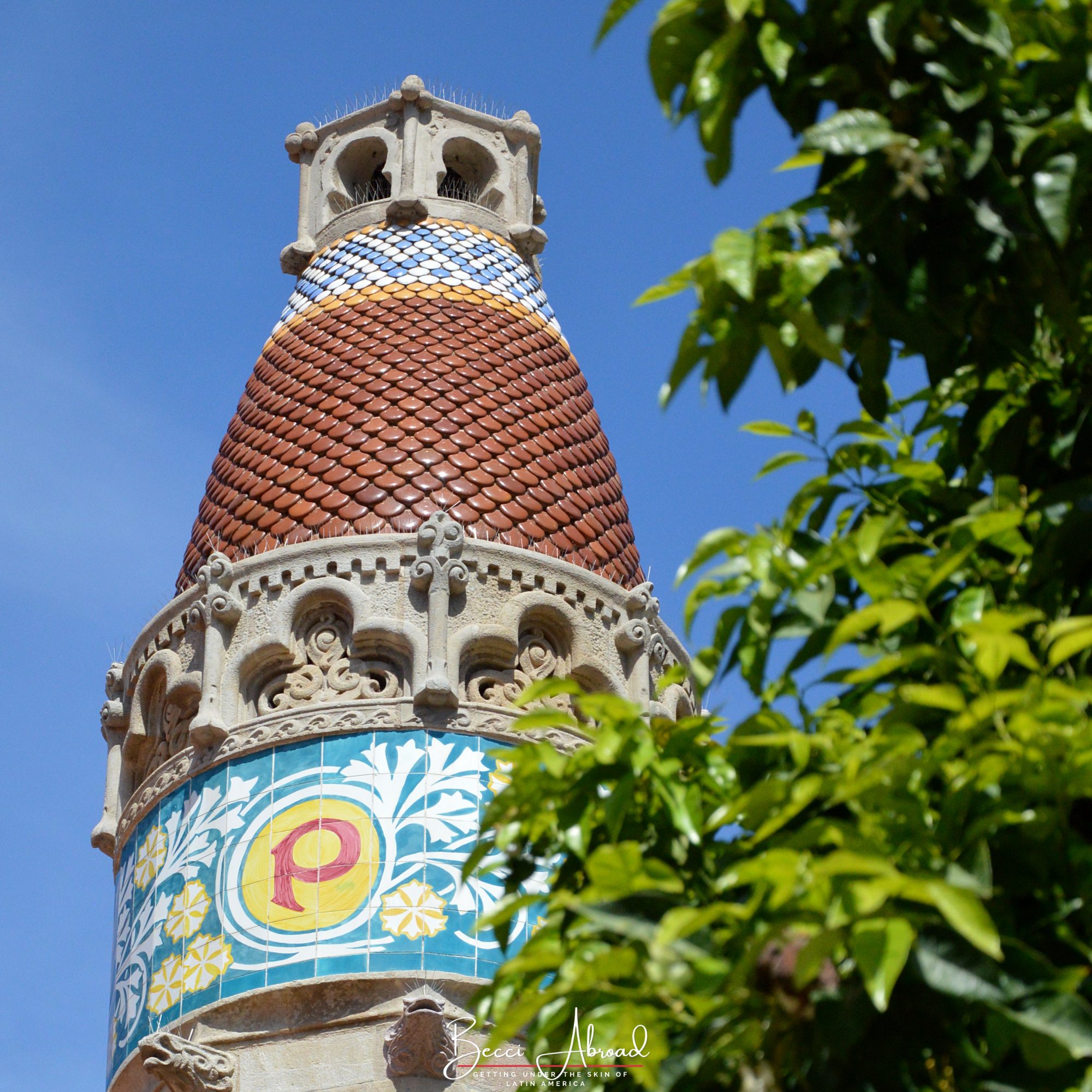 Close-up from Sant Pau Modernist Complex in Barcelona