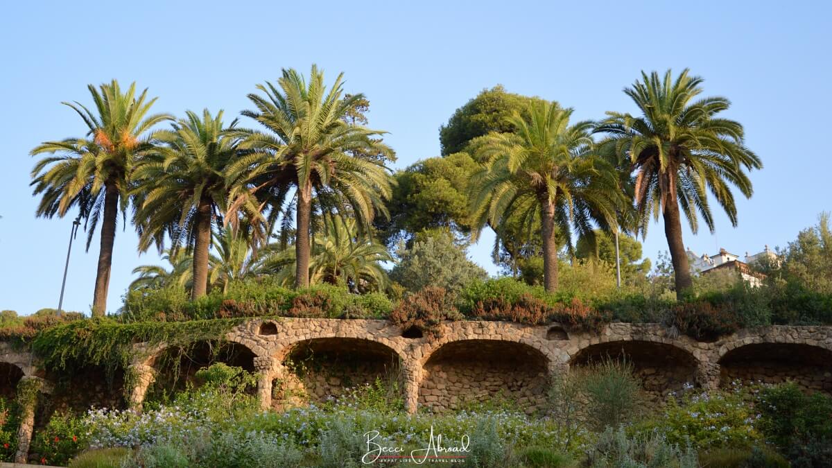 The lush greenery of the Forest Zone in Park Güell, perfect for a serene walk away from the main attractions.