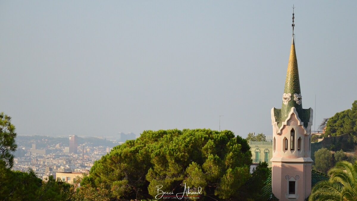 The tower of Gaudí House Museum in Park Güell, where visitors can explore the personal life and works of the famous architect.