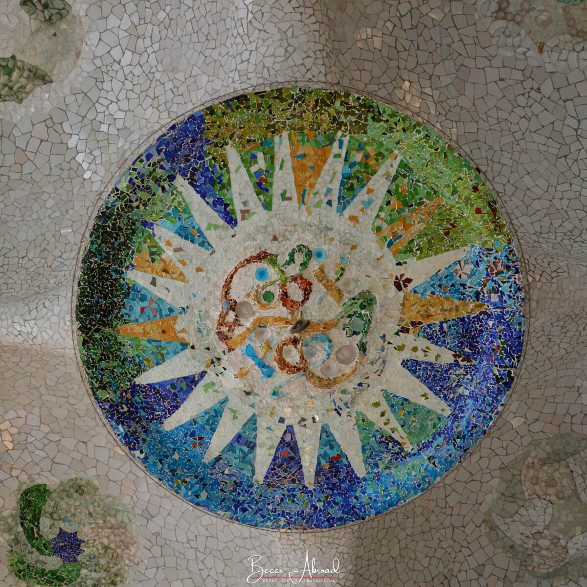 Details of the mosaics in Park Guell