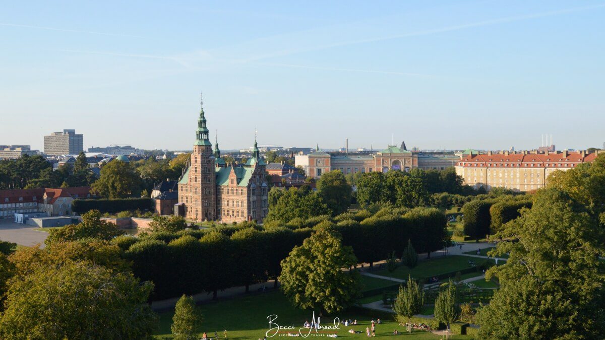 The view over the King's Garden and Rosenborg Castle from Filmtaget