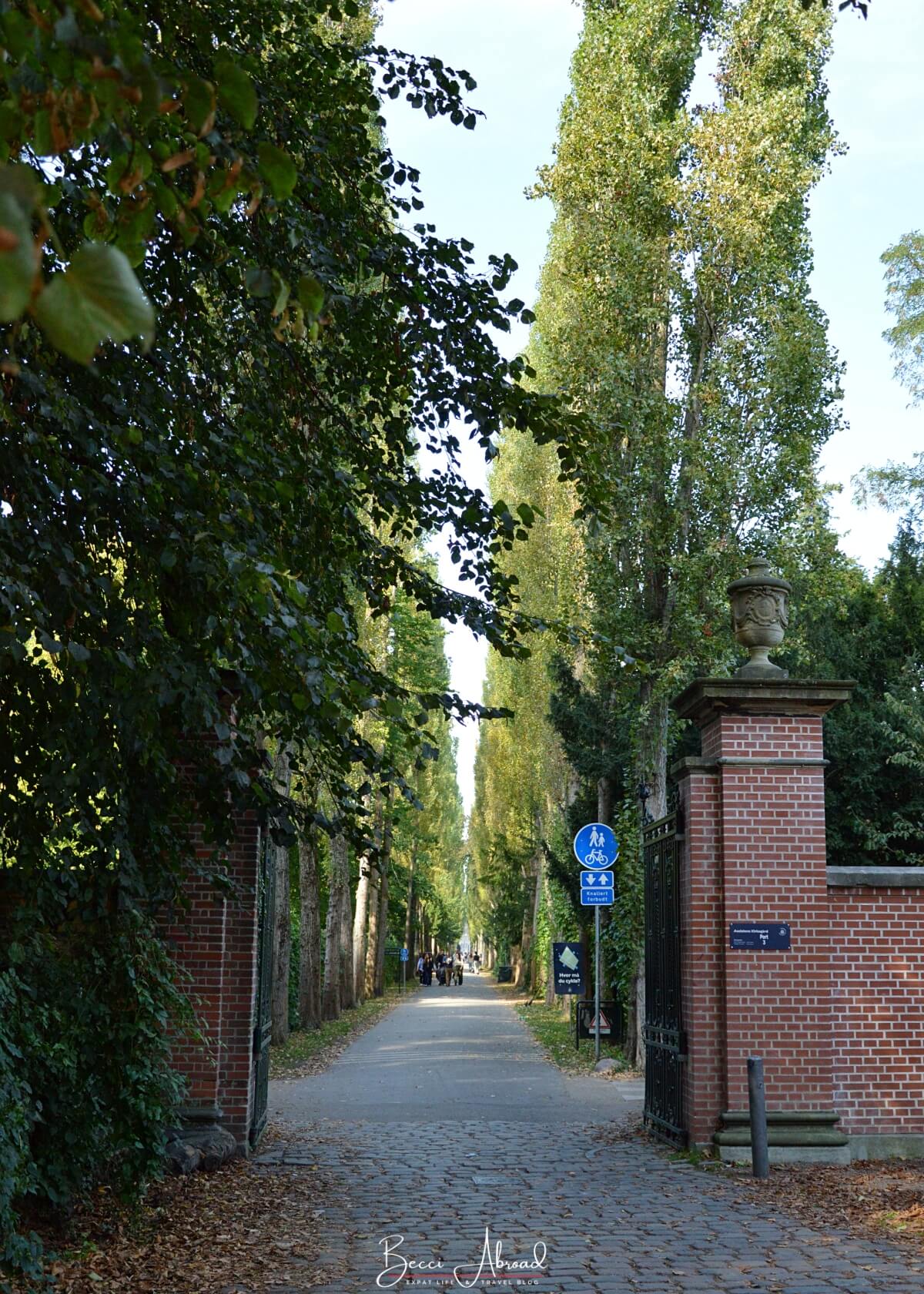 The entrance to Assistens Cemetery