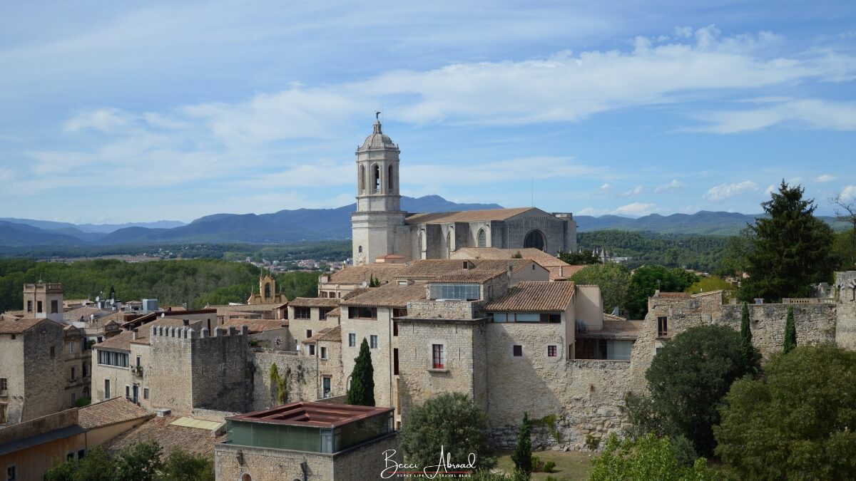 View of Girona showcasing its medieval Old Town and surrounding greenery