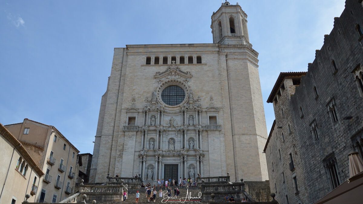 The Girona Cathedral with its wide staircase leading up to the entrance