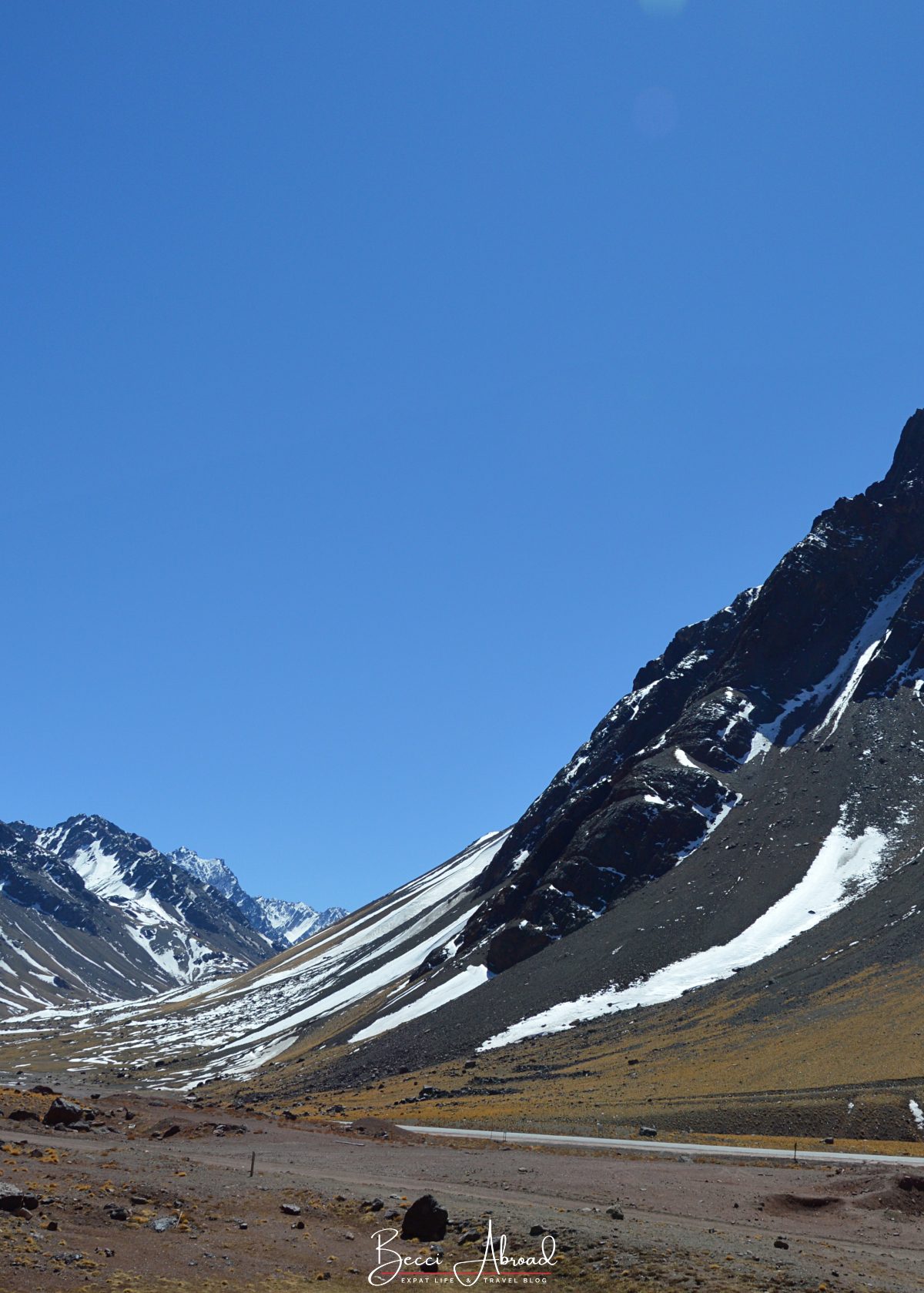 Scenic mountain landscape in the Andes Mountain, Mendoza