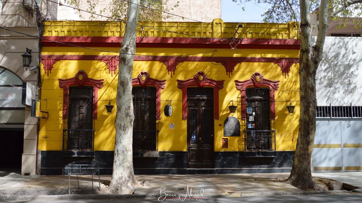 Colorful yellow and red house in Mendoza City 