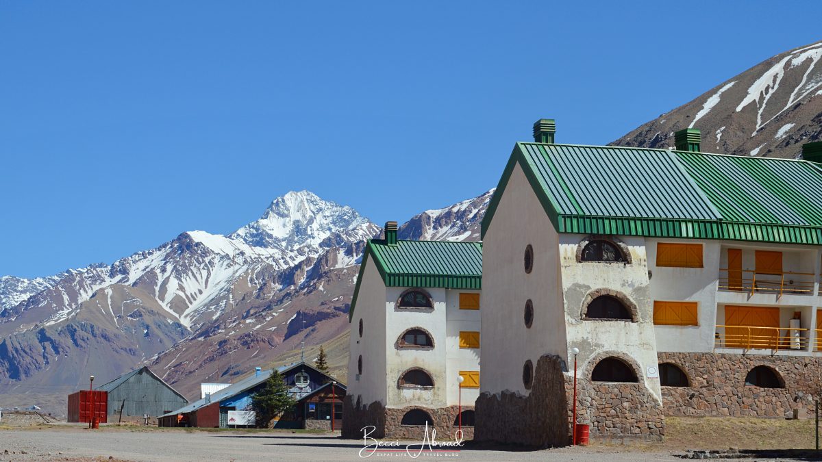 An old mountain hotel in the Andes Mountains near Mendoza, Argentina