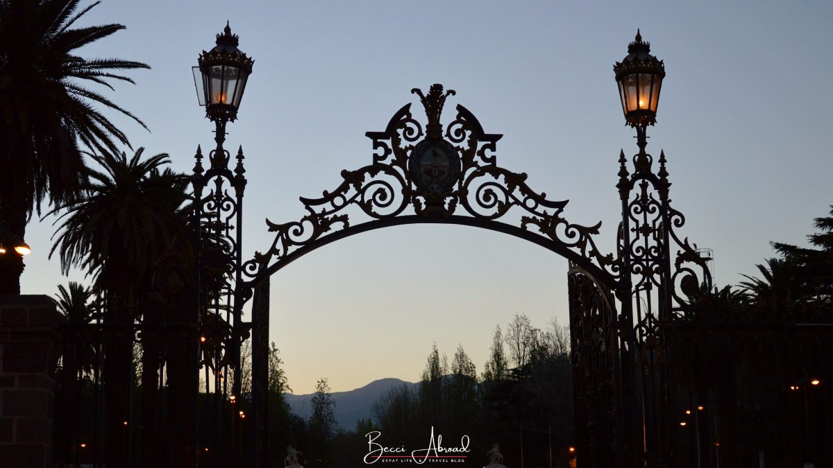 The Condor Gate in Mendoza at sunset