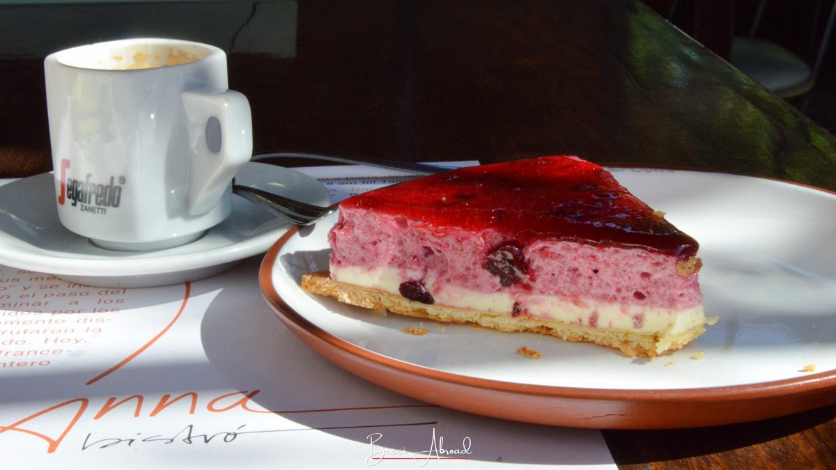 Cheesecake at a local restaurant in Mendoza, Argentina