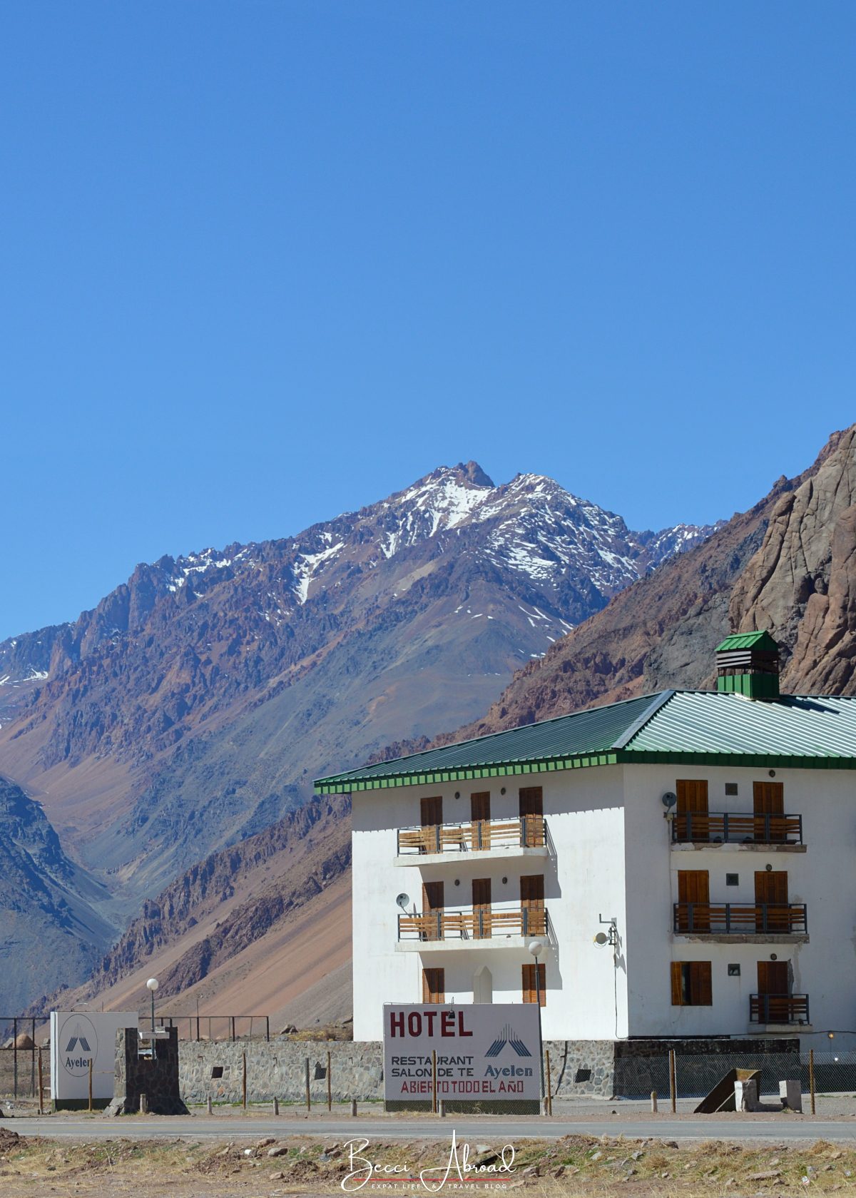 An old hotel in the Andes Mountains in Mendoza