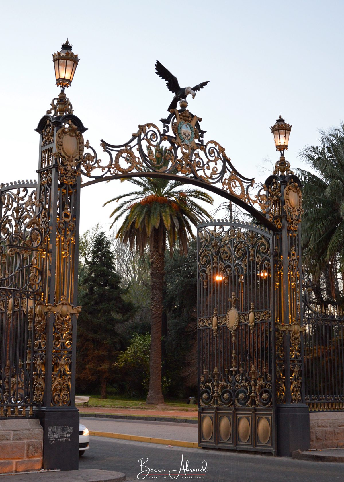 The Condor Gates in Mendoza at sunset