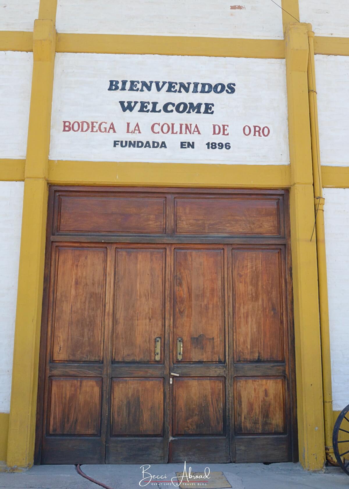 Entrance to Antigua Bodega Giol Winery in Maipú, Mendoza