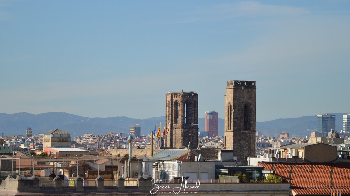 The view over Barcelona's Old Town from the roof of the church Santa Maria del Mar