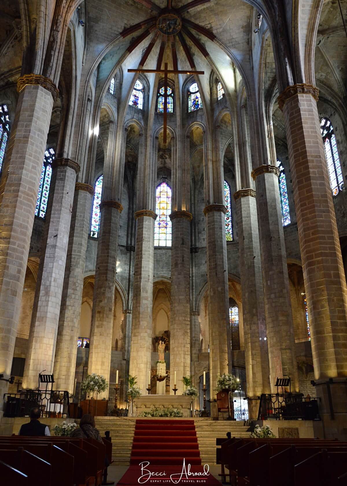 Inside the church Santa Maria del Mar