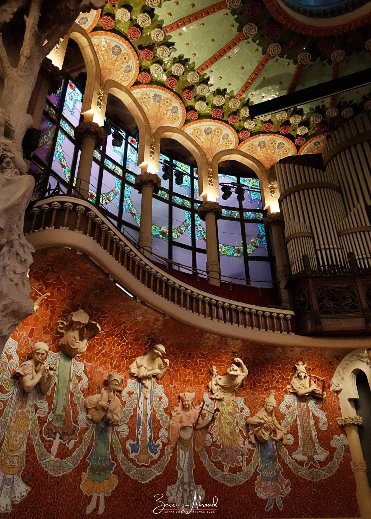 Details behind the stage of the Palace of Catalan Music