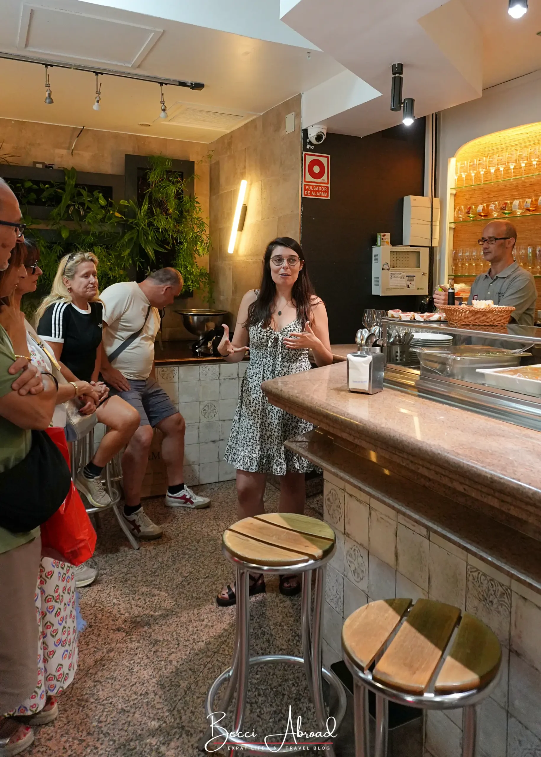 Our guide introduces tapas on a tapas tour in Madrid