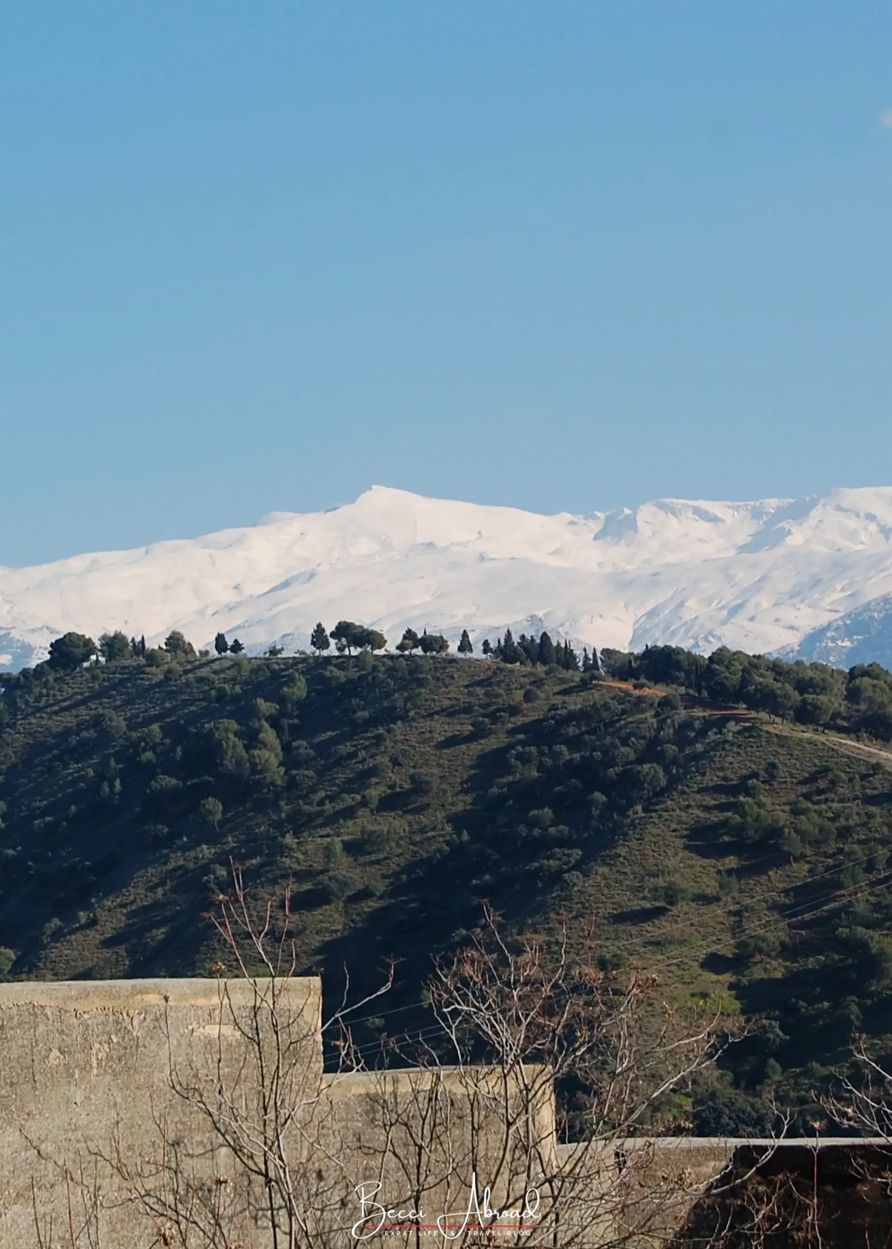 Snow-covered peaks of the Sierra Nevada near Granada
