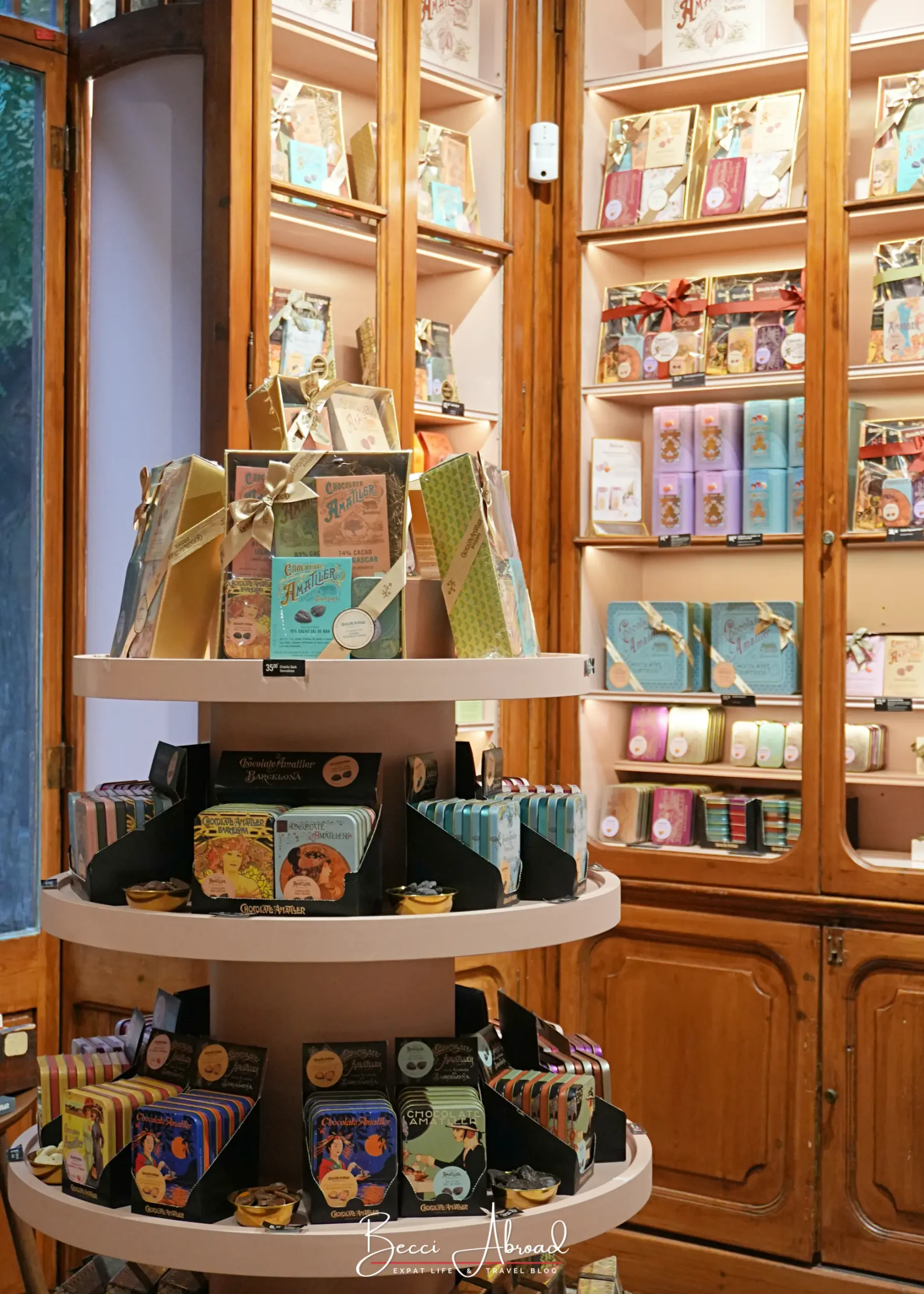 Interior of the old-fashioned Chocolate Amatller store in El Born, Barcelona