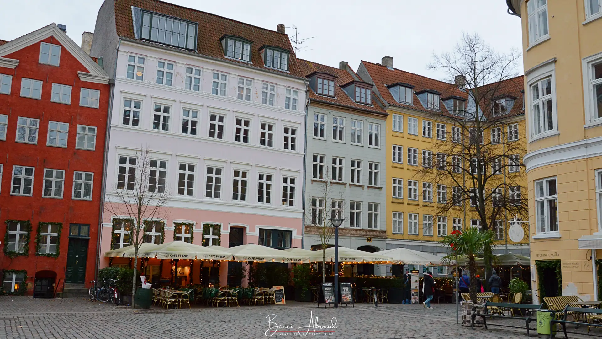 Colorful houses in Copenhagen at Christmas