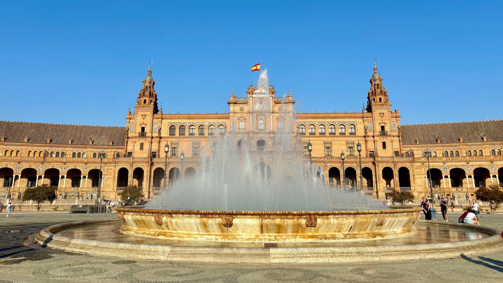 Plaza de España in Seville on a sunny winter day